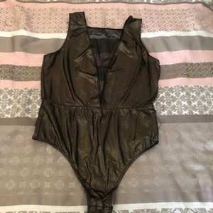 NWT Victoria's Secret Black & glitter bodysuit L